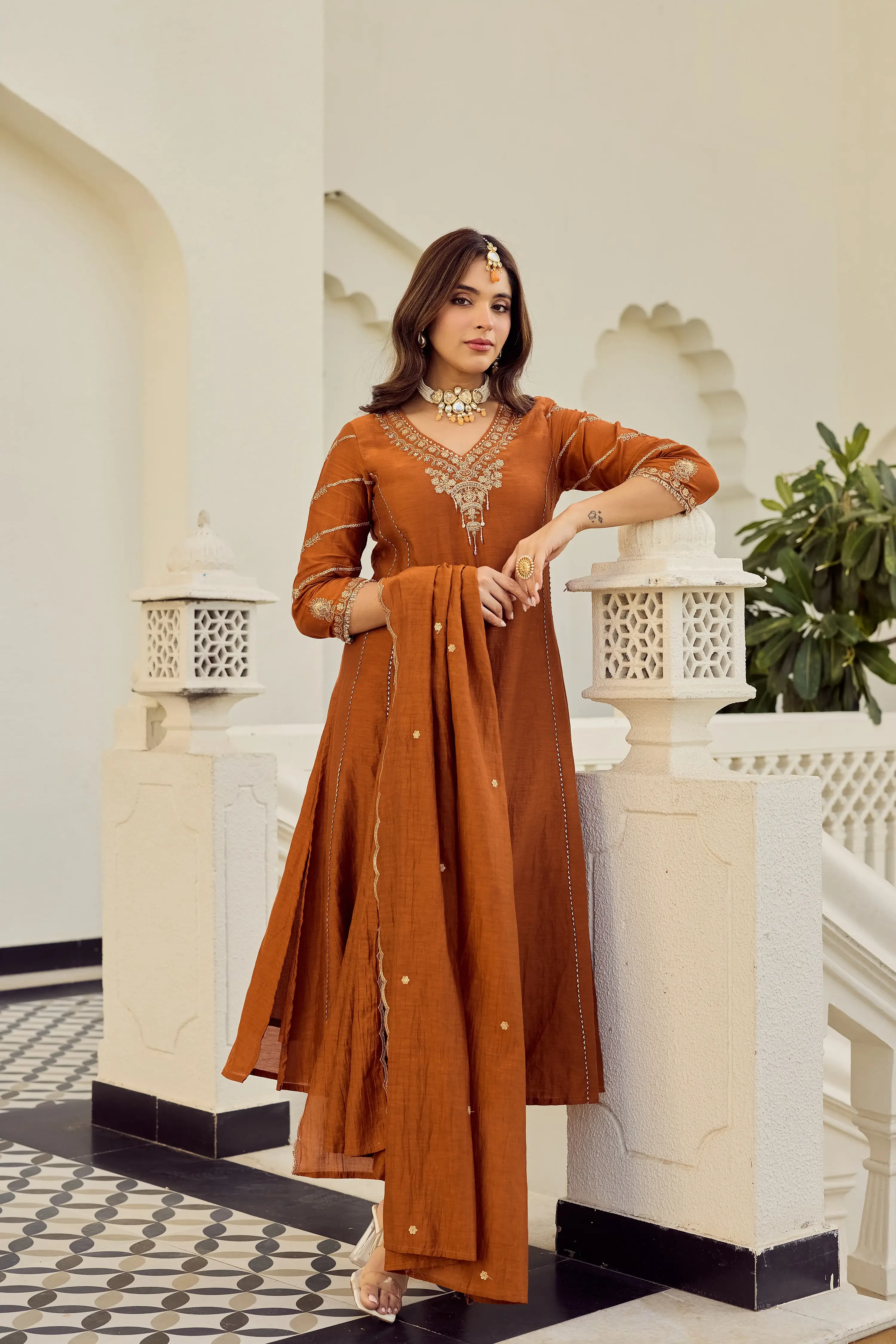 Midnight Bloom Chanderi Suit Set
